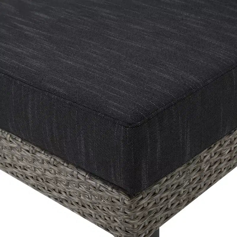 GDFStudio Hensley Outdoor Wicker 5 Seater V-Shape Sectional Sofa Chat Set with Cushions, Mixed Black/Dark Gray