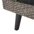GDFStudio Hensley Outdoor Wicker 5 Seater V-Shape Sectional Sofa Chat Set with Cushions, Mixed Black/Dark Gray