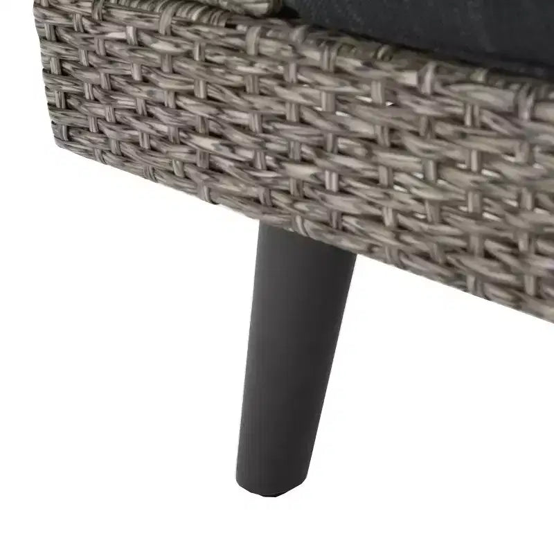 GDFStudio Hensley Outdoor Wicker 5 Seater V-Shape Sectional Sofa Chat Set with Cushions, Mixed Black/Dark Gray