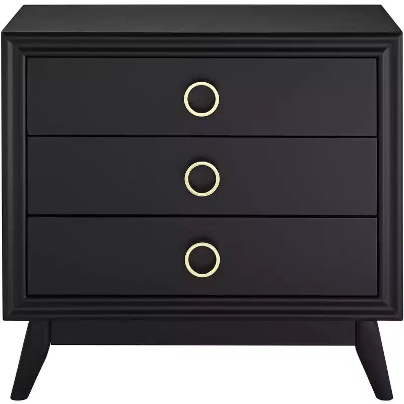 Commode d'appoint 3 tiroirs noire Crestview Collection Oslo 32W