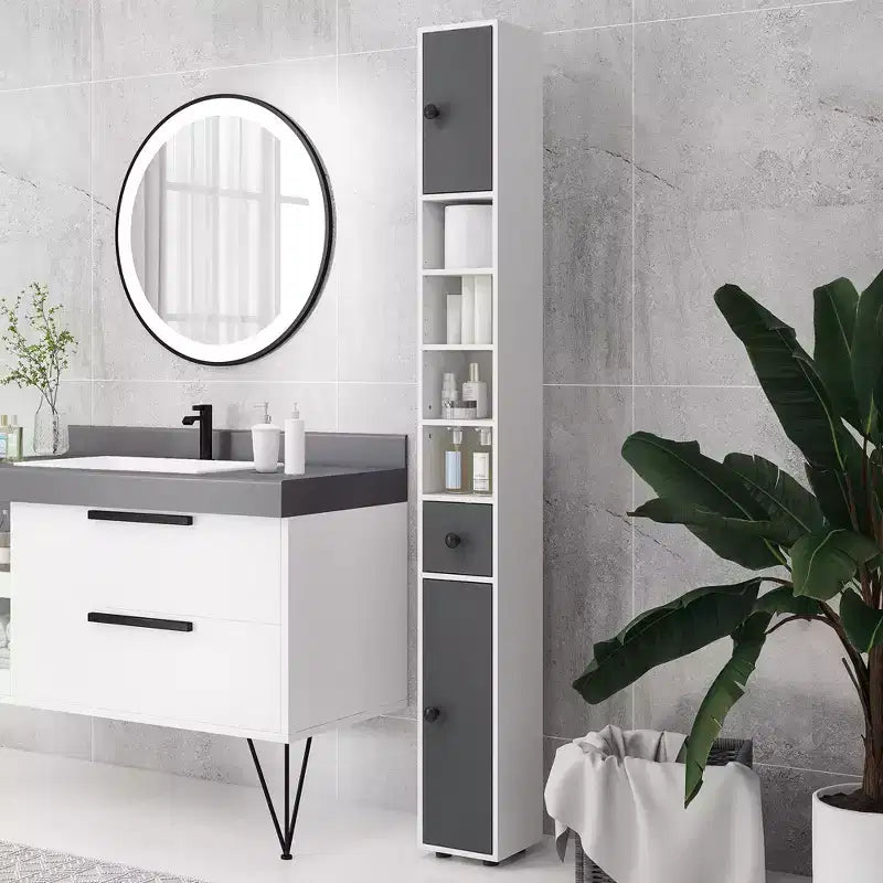 Kleankin Open Shelves Bathroom Storage Cabinet, Door Cabinets, Toilet Paper Cabinet