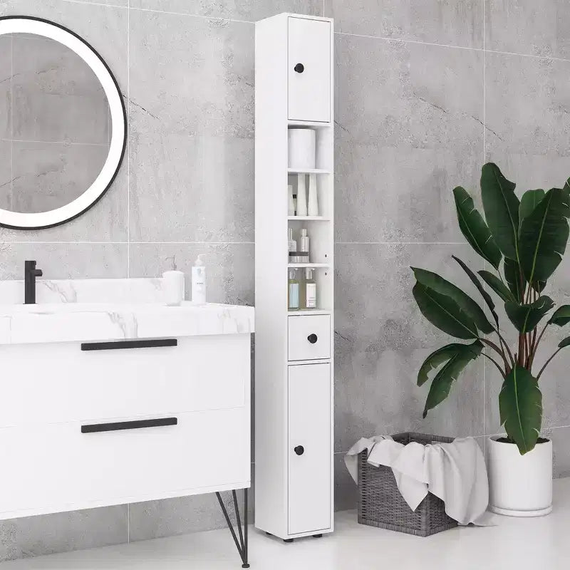 Kleankin Open Shelves Bathroom Storage Cabinet, Door Cabinets, Toilet Paper Cabinet