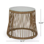 GDFStudio Fromberg, ensemble de conversation extérieur 3 pièces en osier avec coussins, brun clair/beige