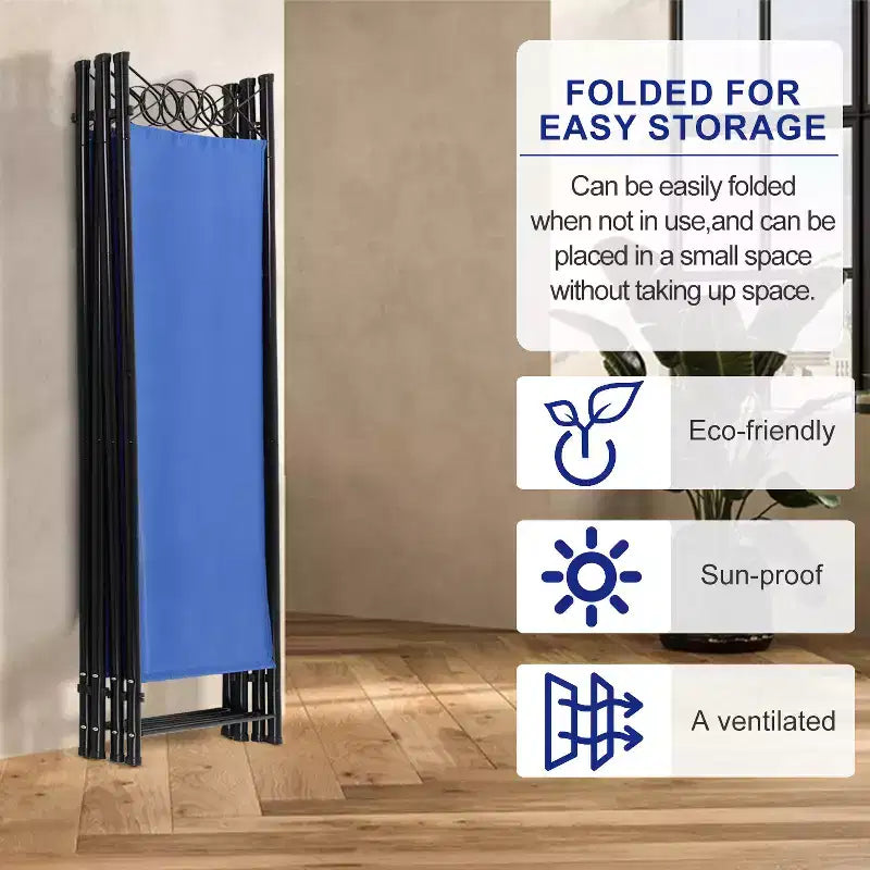 FDW Paravents 4 Panneaux 1,7 m Paravent Pliant Autonome Cloison de Séparation Intimité avec Tissu et Cadre Métallique pour Bureau à Domicile Chambre