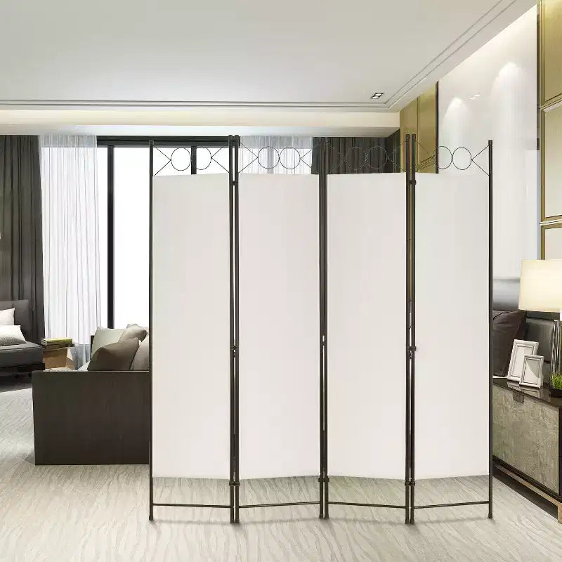 FDW Paravents 4 Panneaux 1,7 m Paravent Pliant Autonome Cloison de Séparation Intimité avec Tissu et Cadre Métallique pour Bureau à Domicile Chambre