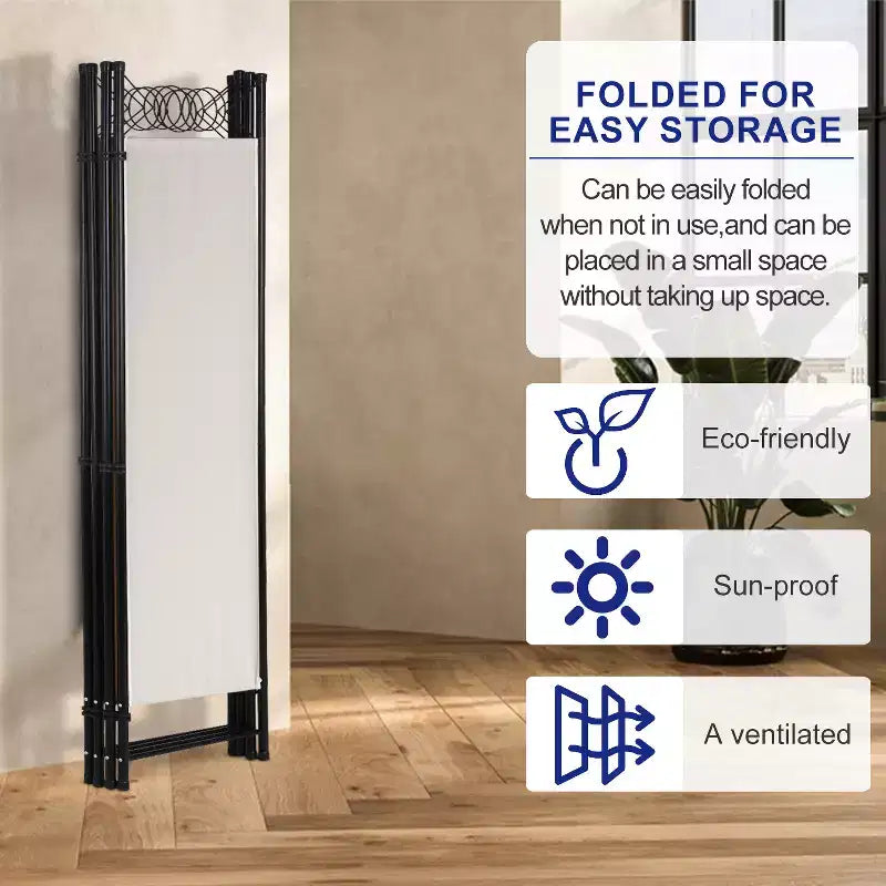 FDW Paravents 4 Panneaux 1,7 m Paravent Pliant Autonome Cloison de Séparation Intimité avec Tissu et Cadre Métallique pour Bureau à Domicile Chambre