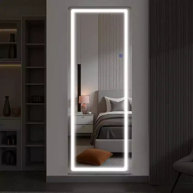 Stand-Alone LED Mirror: Full-Length, Frameless, Aluminum, 160x40x2cm