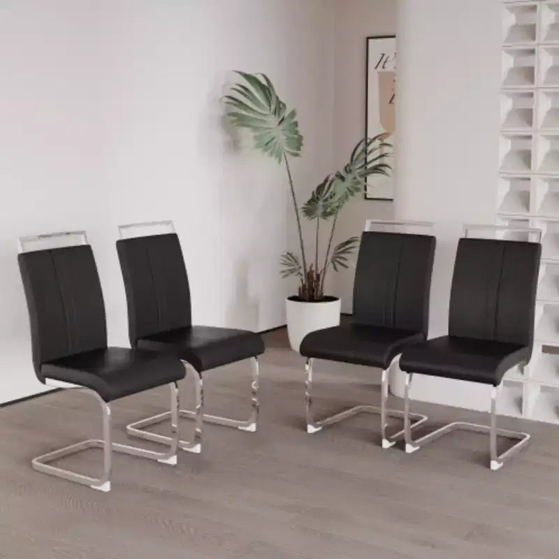 2-Pack Modern High-Back Dining Chairs with C-Shaped Metal Legs