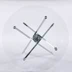 Table à manger avec pieds croisés en métal et plateau en verre, table de cuisine moderne peu encombrante pour salon
