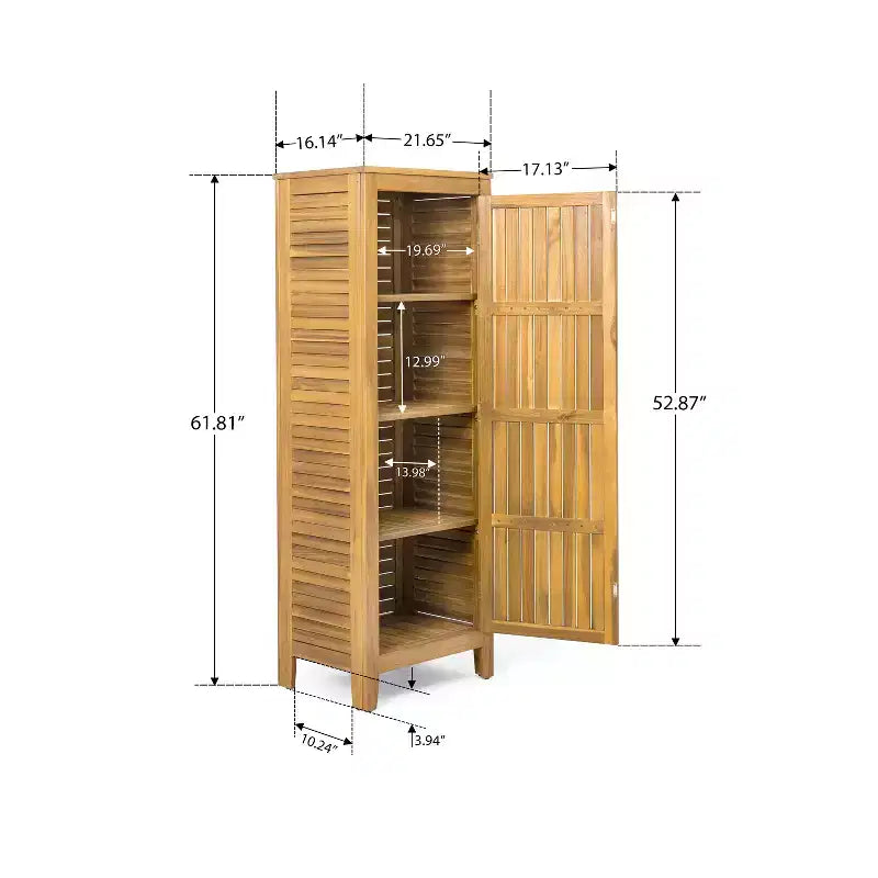 GDFStudio Grella Acacia Wood Storage Cabinet with 3 Shelves, Teak