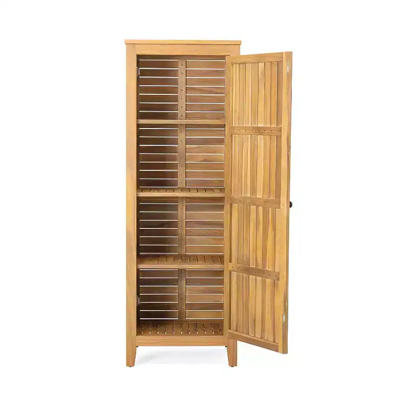 GDFStudio Grella Acacia Wood Storage Cabinet with 3 Shelves, Teak