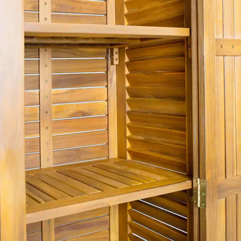 GDFStudio Grella Acacia Wood Storage Cabinet with 3 Shelves, Teak