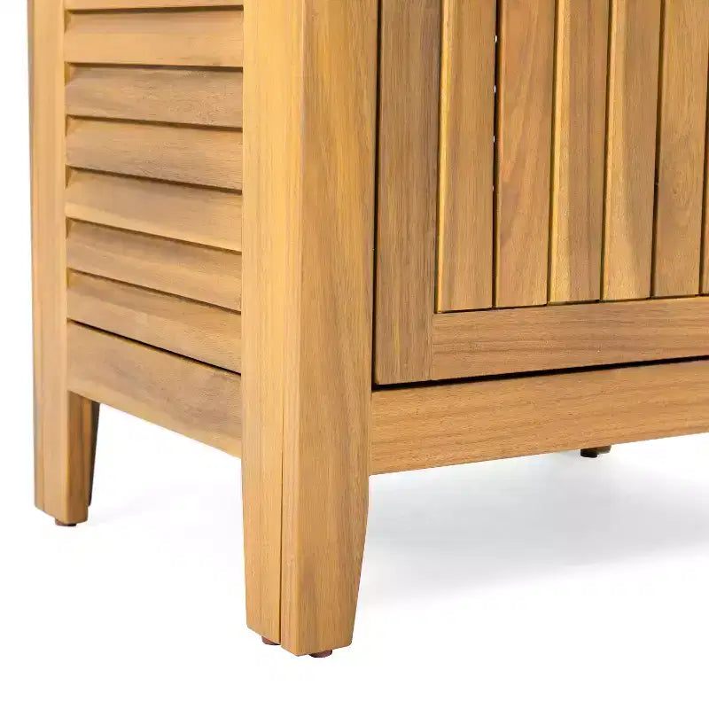 GDFStudio Grella Acacia Wood Storage Cabinet with 3 Shelves, Teak