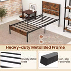 Costway Twin/Full/Queen/King Size Bed Frame with Wooden Headboard Under-Bed Storage No Box Spring Needed