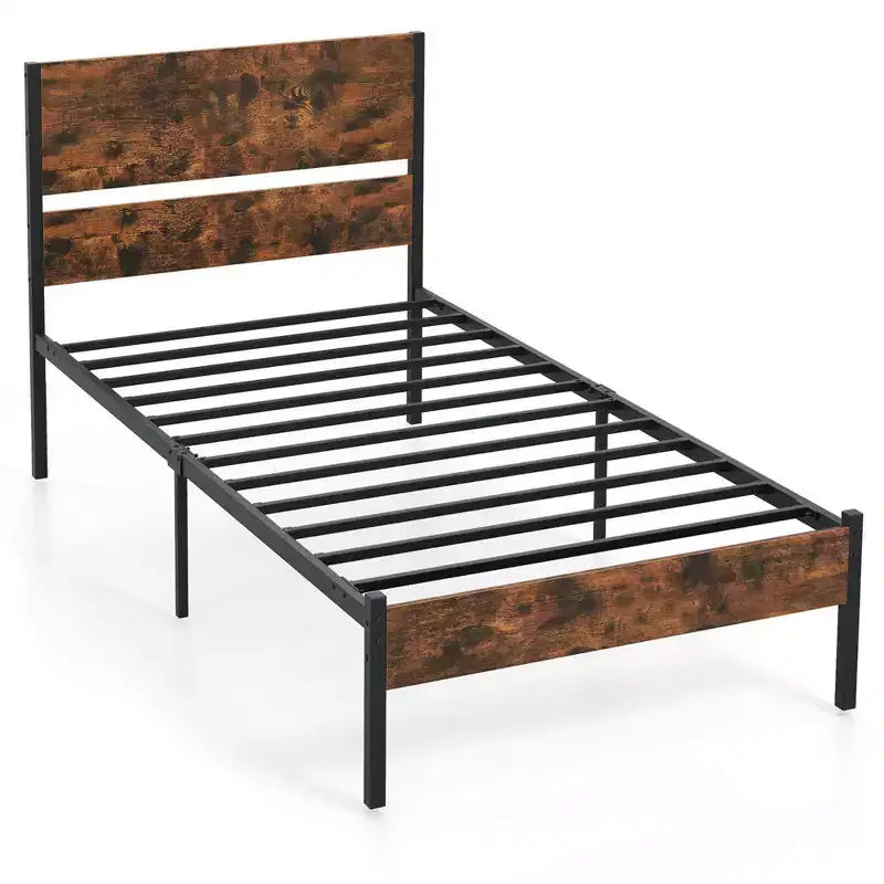 Costway Twin/Full/Queen/King Size Bed Frame with Wooden Headboard Under-Bed Storage No Box Spring Needed