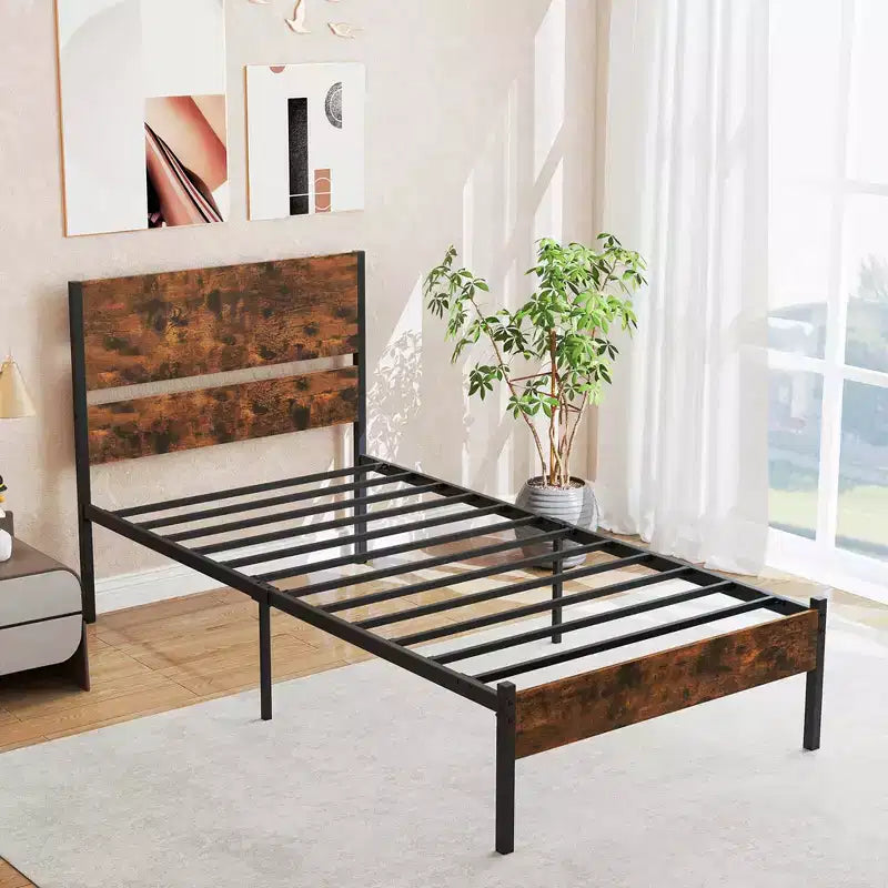 Costway Twin/Full/Queen/King Size Bed Frame with Wooden Headboard Under-Bed Storage No Box Spring Needed