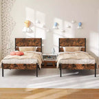 Costway Twin/Full/Queen/King Size Bed Frame with Wooden Headboard Under-Bed Storage No Box Spring Needed