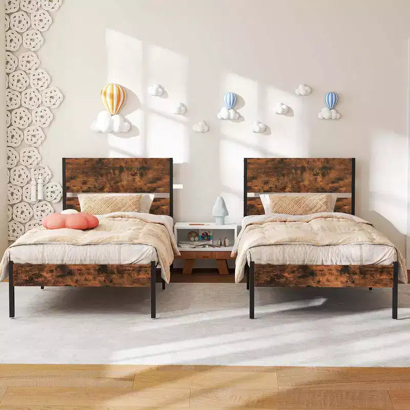 Costway Twin/Full/Queen/King Size Bed Frame with Wooden Headboard Under-Bed Storage No Box Spring Needed