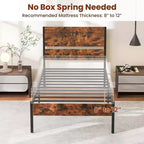 Costway Twin/Full/Queen/King Size Bed Frame with Wooden Headboard Under-Bed Storage No Box Spring Needed
