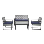 GDFStudio Elton Patio 4 pcs Steel and Rattan Conversation Set
