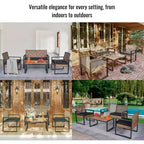 GDFStudio Elton Patio 4 pcs Steel and Rattan Conversation Set