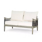 Christopher Knight Home Abell 4 Pieces Outdoor Woven Rope Acacia Wood Upholstered Seating Set