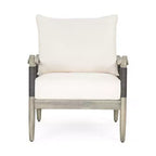 Christopher Knight Home Abell 4 Pieces Outdoor Woven Rope Acacia Wood Upholstered Seating Set