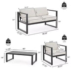 Christopher Knight Home Thorne Outdoor Modern Aluminum 4 Seater Chat Set