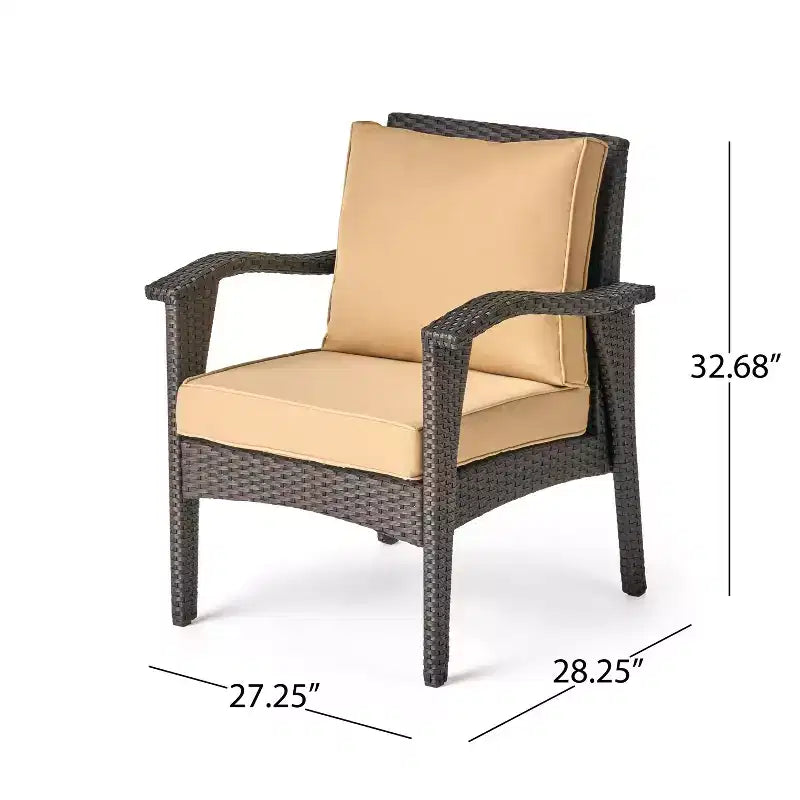 GDFStudio Lucerne Outdoor Wicker 4 Seater Chat Set with Fire Pit