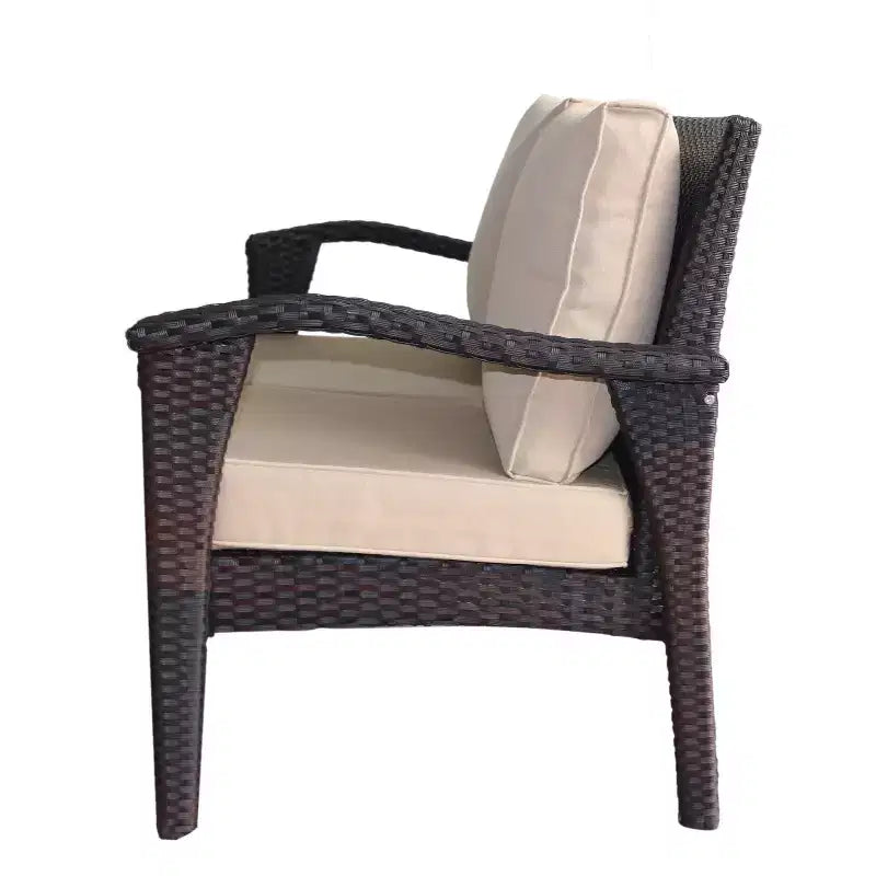 GDFStudio Lucerne Outdoor Wicker 4 Seater Chat Set with Fire Pit