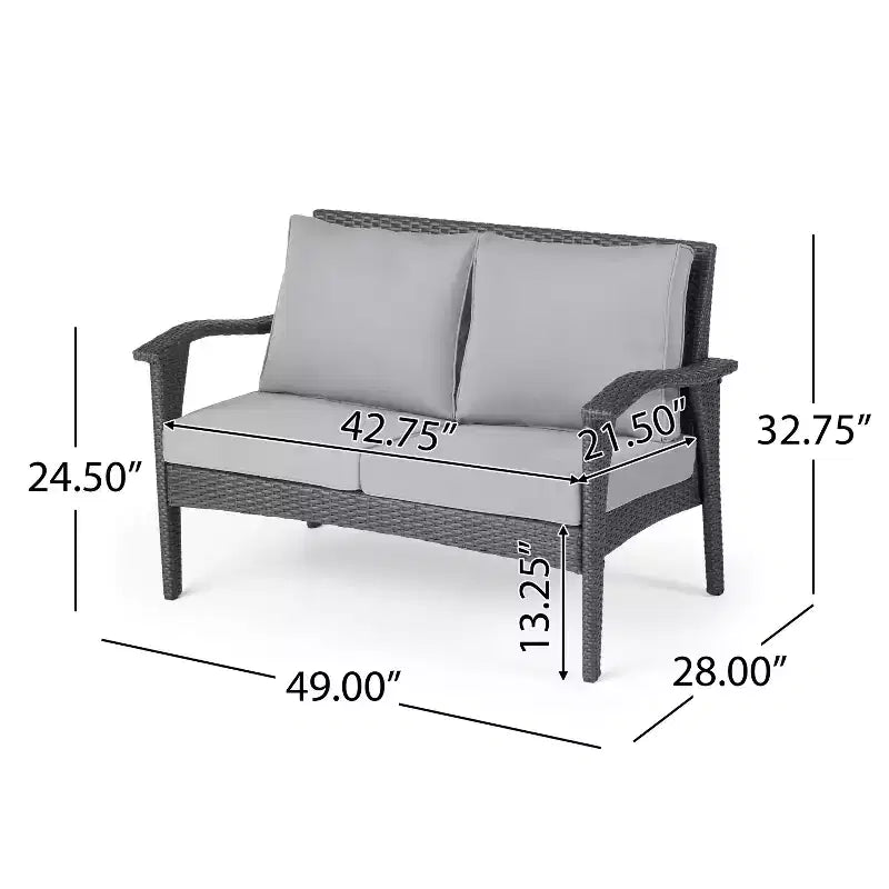 GDFStudio Houlihan Outdoor Wicker 4 Seater Chat Set with Fire Pit