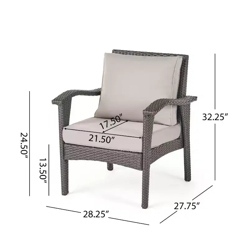 GDFStudio Houlihan Outdoor Wicker 4 Seater Chat Set with Fire Pit