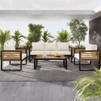 Whisen Outdoor Furniture sofa for 5 Person Conversation Set, Garden Sofa Set With Removable Cushion