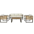 Whisen Outdoor Furniture sofa for 5 Person Conversation Set, Garden Sofa Set With Removable Cushion