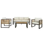 Whisen Outdoor Furniture sofa for 5 Person Conversation Set, Garden Sofa Set With Removable Cushion