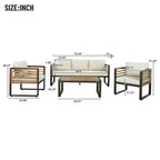 Whisen Outdoor Furniture sofa for 5 Person Conversation Set, Garden Sofa Set With Removable Cushion