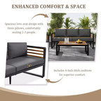 Whisen Outdoor Furniture sofa for 5 Person Conversation Set, Garden Sofa Set With Removable Cushion