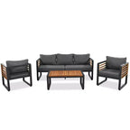 Whisen Outdoor Furniture sofa for 5 Person Conversation Set, Garden Sofa Set With Removable Cushion