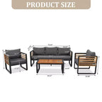 Whisen Outdoor Furniture sofa for 5 Person Conversation Set, Garden Sofa Set With Removable Cushion