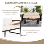 Whisen Outdoor Furniture sofa for 5 Person Conversation Set, Garden Sofa Set With Removable Cushion
