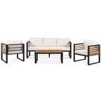 Whisen Outdoor Furniture sofa for 5 Person Conversation Set, Garden Sofa Set With Removable Cushion