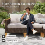 Captiva Designs 7pc Wicker Outdoor Patio Rattan Sectional Conversation Set with Cushioned Ottoman