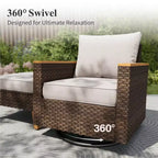 Captiva Designs 7pc Wicker Outdoor Patio Rattan Sectional Conversation Set with Cushioned Ottoman