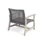 Christopher Knight Home Breakwater Outdoor Acacia Wood and Wicker 4 Seater Chat Set with 50,000BTU Fire Pit