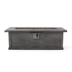 Christopher Knight Home Breakwater Outdoor Acacia Wood and Wicker 4 Seater Chat Set with 50,000BTU Fire Pit