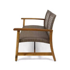 Christopher Knight Home Breakwater Outdoor Acacia Wood and Wicker 4 Seater Chat Set with 50,000BTU Fire Pit