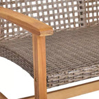 Christopher Knight Home Breakwater Outdoor Acacia Wood and Wicker 4 Seater Chat Set with 50,000BTU Fire Pit