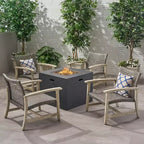 Christopher Knight Home Augusta Ensemble de 5 pièces pour extérieur en bois d'acacia et osier avec fauteuils de club et foyer