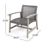 Christopher Knight Home Augusta Ensemble de 5 pièces pour extérieur en bois d'acacia et osier avec fauteuils de club et foyer
