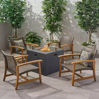 Christopher Knight Home Augusta Ensemble de 5 pièces pour extérieur en bois d'acacia et osier avec fauteuils de club et foyer
